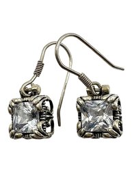 Vintage Sterling Silver SILPADA Dangle Earrings With Clear Center Gemstone