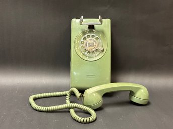 Vintage Rotary Dial Wall Phone In Avocado Green