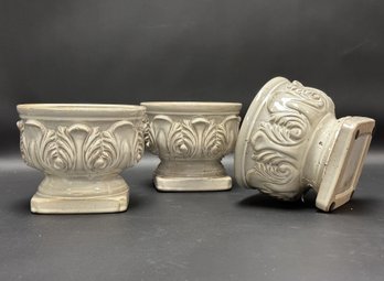 A Set Of Three Footed Urn Ceramic Planters #2