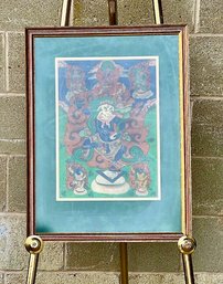 Tibetan Thangka Depicting Dakini Simhamukha-Professionally Framed And Matted