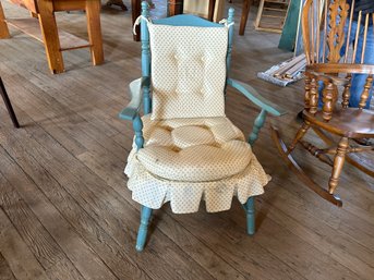 Very Sweet Painted Antiqued Chair With Like New Cushions And Skirt