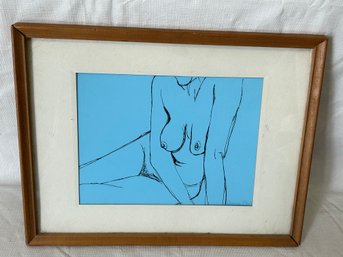 Vintage Line Study Of A Reclining Nude Woman