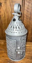 Americana 20th C Punched Tin Candle Lantern