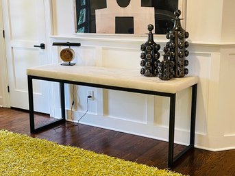 Metal Base Console Table With Faux Stone Top