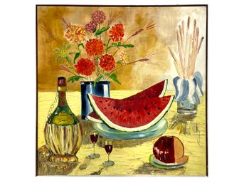 A Vintage Oil On Canvas, 'Summer Snack,' Joan Luby (American 1934-2015)