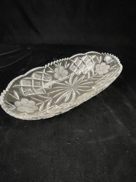 Cut Glass Celery Oblong Floral Dish