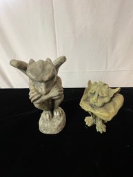 Pair Of Cement Gargoyles