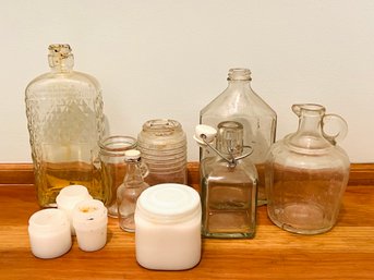 Collectible Clear Glass And Milk Glass Bottles