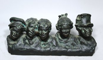 Signed Vincenzo Auisicchio (Napoli 1855-1926) Bronze Statue Of Children's Heads