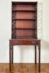 An Antique Chinese Chippendale Desk With Hutch Top