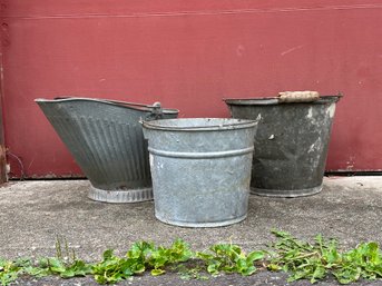 Vintage Galvanized Buckets & Coal Scuttle