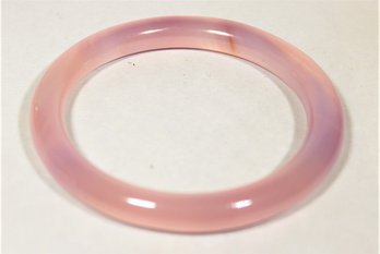 Fine Hand Craved Chinese Hard Stone Rose Quartz Bangle Bracelet