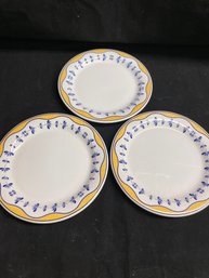 Ceramica Quadrifoglio Blue And Yellow Trimmed Dishes Made In Italy