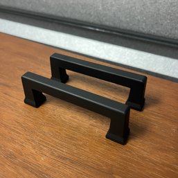 A Set Of 10 Matt Black Mission Style Square Drawer Pulls