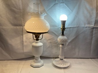 Milk Glass Lamp Duo