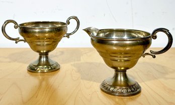 A Vintage Weighted Sterling Silver Creamer And Sugar Bowl By Columbia