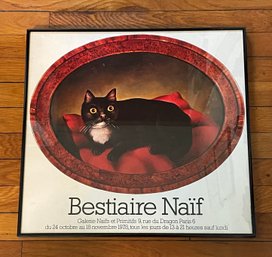 Framed Vintage Cat Poster BESTIAIRE NAIF -1978