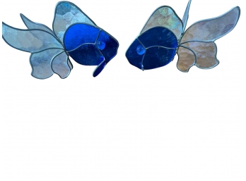 Pair Of Blue Stained Glass Fish