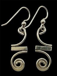 Vintage Sterling Silver Spiral Dangle Earrings