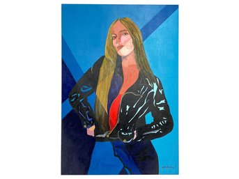 A Vintage Acrylic On Canvas, 'Leather Jacket,' Joan Luby (American, 1934-2015)