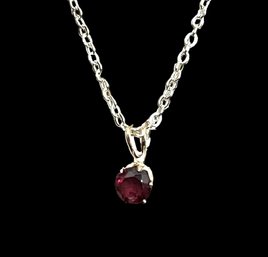 Pretty Little Ruby Red Pendant And Chain