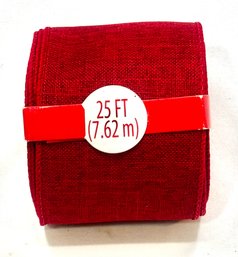 25ft Roll Of Red Wired Ribbon