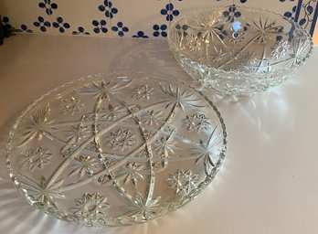 Two Cut Glass Serving Pieces