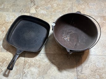 TWO CAST IRON GRISWOLD PIECES