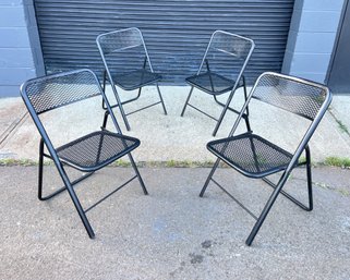Set Of 4 Vintage Metal Folding Chairs