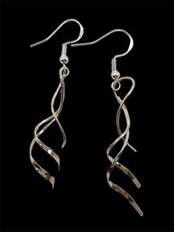 Sterling Silver Twisted Dangle Hammered Earrings