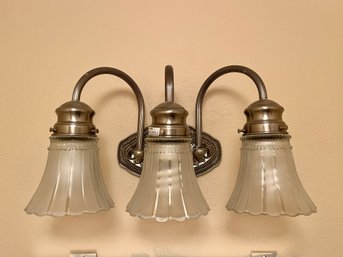 A Victorian Style Satin Nickel Finish Sconce - Removed & Ready For Pickup - Bath 1