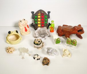 Group Of Frog Collectibles- Duam France Crystal, 1977 Kermit, Coty, Ceramic Made In USA & Mexico And More