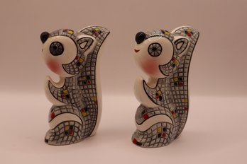 Relco Japan Ceramic Squirrel Salt And Pepper Shakers 1 Stopper Missing