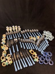 Mid Century Flatware And Napkin Rings