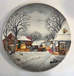 Western Germany Farm Winter Scene Decorative Plate