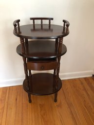 Spindle Stand Three Tiered Drawer Vintage End Table