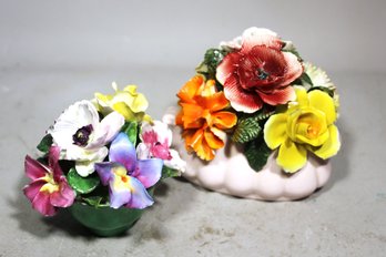 Two English Bone China Floral Arrangements