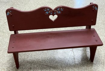 Adorable Hand-painted Heavy 30 In Childs Bench With Heart And Flowers