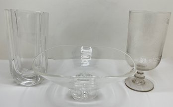 Vintage Steuben Crystal Vase, Kosta Vase & Pedestal Celery Vase