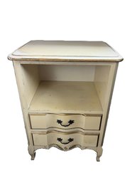 Vintage French Provincial Style Nightstand With Hand-Painted Poppy Design