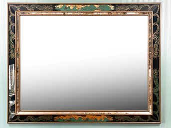 A Large Vintage Chinoiserie Reverse Glass Framed Mirror