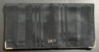 Vintage Cross - Check Book Holder - Bifold Wallet - 14K Gold Corners - Monogram JRW - Black Cloth
