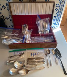 Box With Miscellaneous Silver Plate Flat Ware