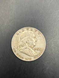 1958-D Benjamin Franklin Silver Half Dollar