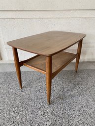 Vintage MCM Atomic Walnut Accent Table W/ Laminate Top