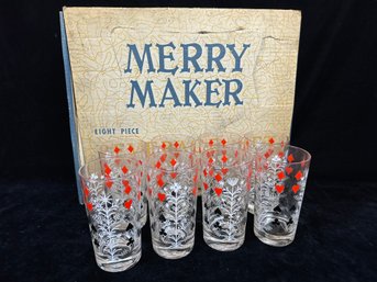 Vintage Federal Set Of 4 Merry Maker Highball Glasses