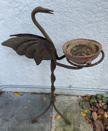 Vintage Wrought Iron Bird-like Form Holding Bowl