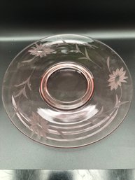 Pink Depression Glass ETCHED, 9 3/4'  Plate, 1930's