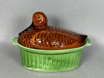 Antique French Majorca Duck Design Covered Tureen