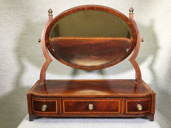 Fabulous Antique Sheraton Dressing / Shaving Stand With Mirror - 1840-1860 - Banded / Inlaid - Fine Quality